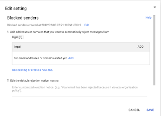 Google G Suite blocked senders