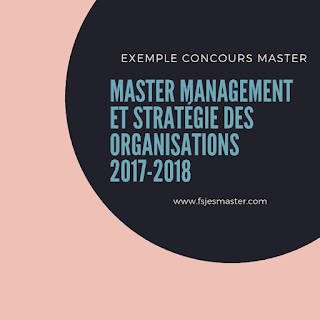 Exemple Concours Master Management et Stratégie des Organisations 2017-2018 - Fsjes Marrakech