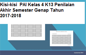 Kisi-kisi PAI Kelas 4 K13 Penilaian Akhir Semester Genap Tahun 2017-2018 Kisi-kisi PAI Kelas 4 K13