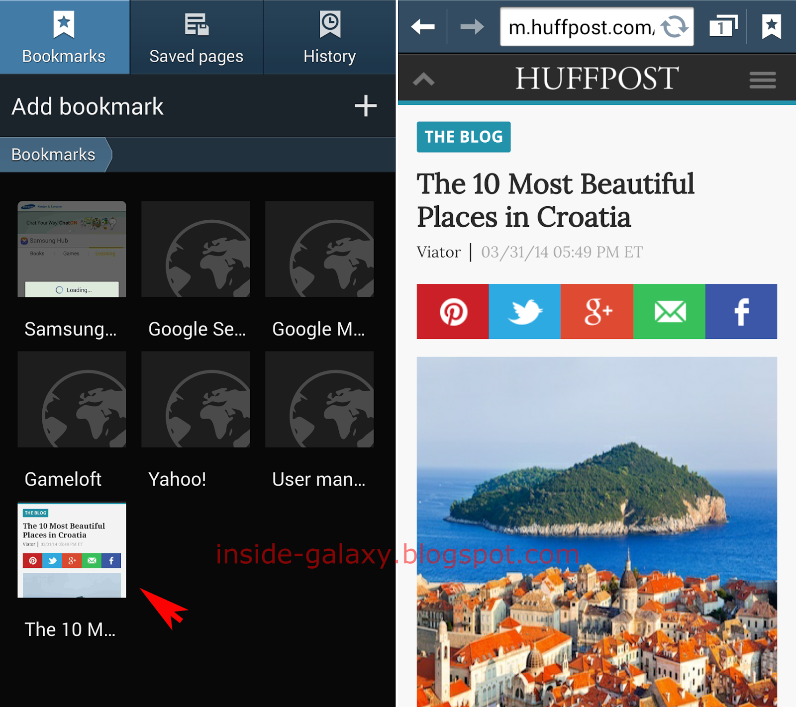 Inside Galaxy Samsung Galaxy S4 How to Bookmark a page and View It