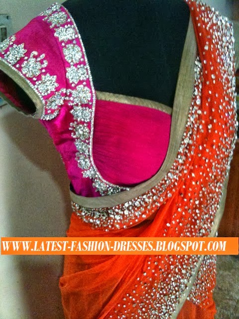 stone work orang colour saree stone batch orang colour saree