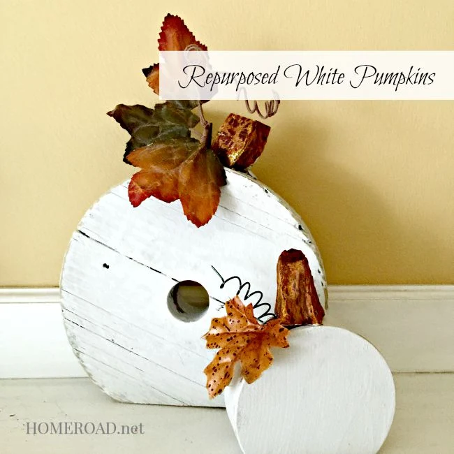 Repurposed White Pumpkins with overlay