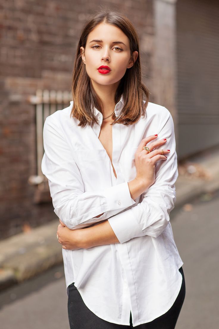 Harper & Harley - White Button Down + Red Lips