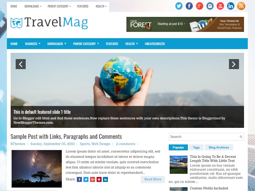 Free Download TravelMag TravelMag Blogger template has a featured posts slider Free Download TravelMag