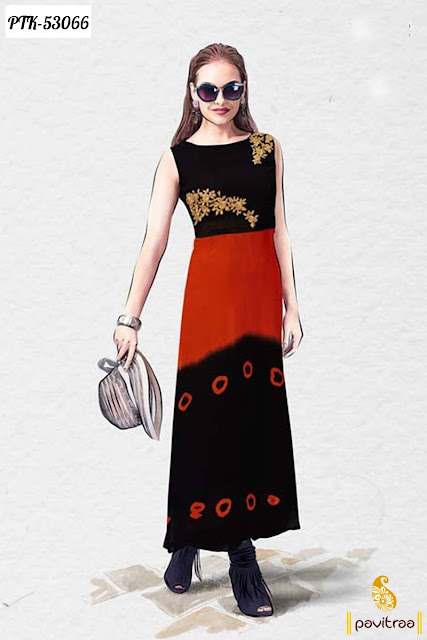 black color georgette designer party wear anarkali kurti for college girls 2016 online shopping in low cost