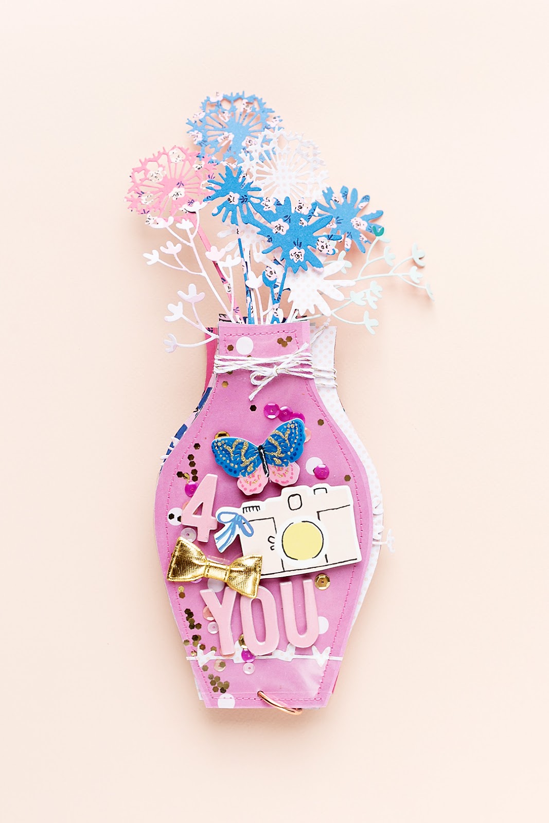 Crate Paper Vase-Shaped Mini Album Cover with Embellishments Crate Paper Vase-Shaped Mini Album Cover with Embellishments