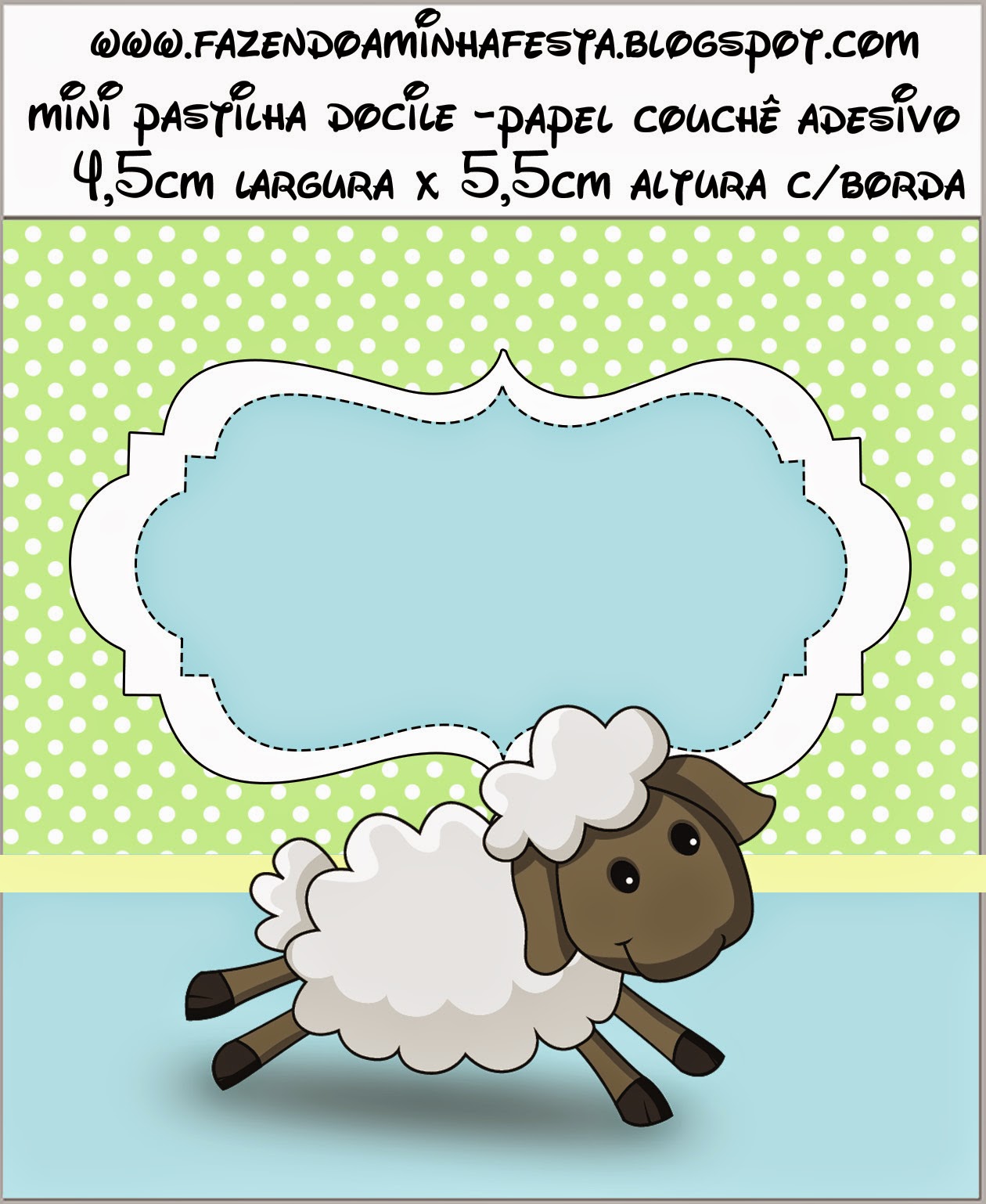 Ovejita en Fondo Celeste y Verde: Etiquetas para Candy Bar para Imprimir Gratis. Etiquetas para Imprimir Gratis de Ovejita en Fondo Celeste y Verde.