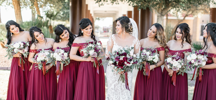 crimson color bridesmaid dresses