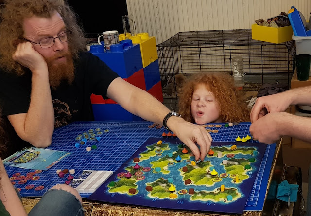 Blue Lagoon gameplay arrangement on table with 4 players