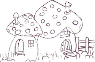 desenho casa de cogumelo