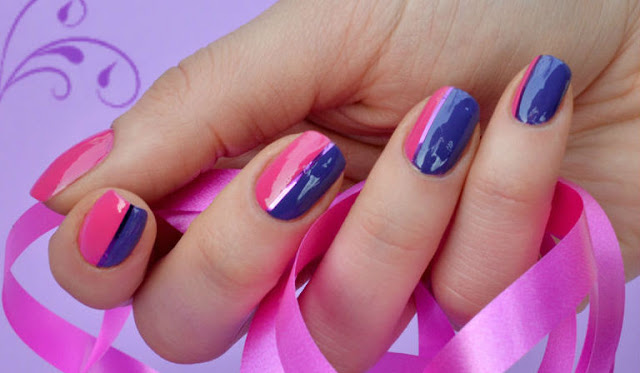 Blue and Pink Nail Art