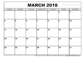 Free Printable Calendar March 2018 Free Printable Calendar March 2018