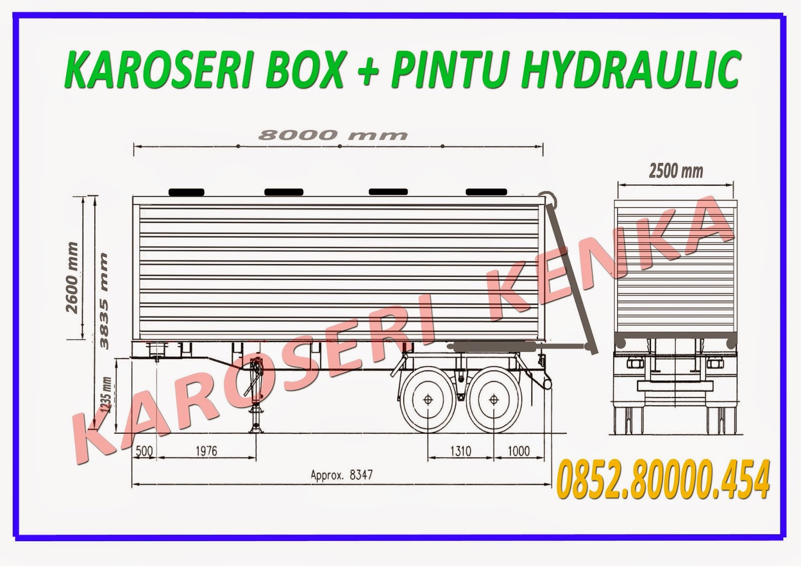 dimensi ukuran trailer 20 dan 40 feet karoseri kenka