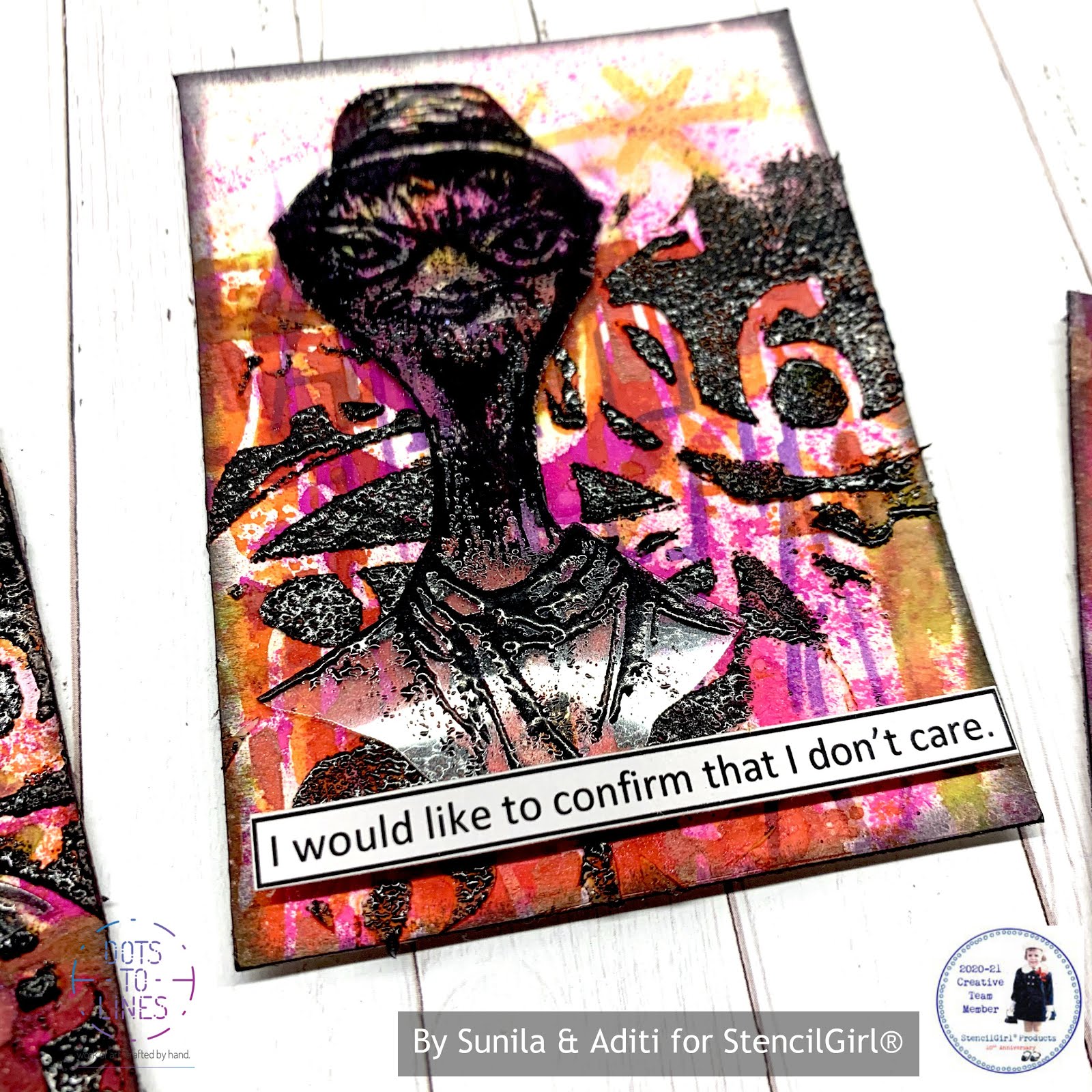 StencilGirl Talk Typography Inspired Graffiti ATCs by Sunila & Aditi