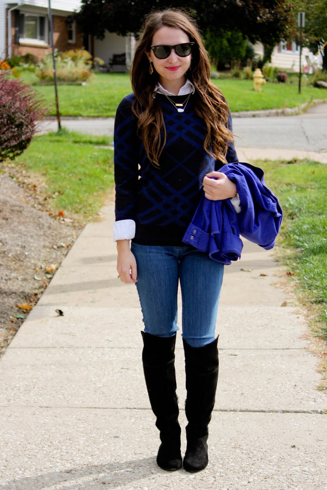 Plaid, Over The Knee Boots, & Layered Necklaces | Caralina Style