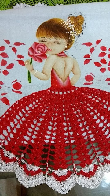 vestido de crochê em pano de prato