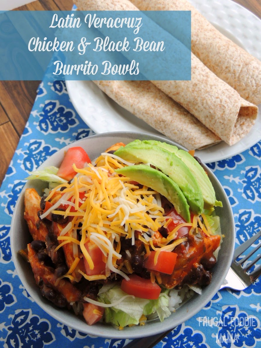Latin Veracruz Chicken and Black Bean Burrito Bowls via thefrugalfoodiemama.com- faster than take-out, this tasty meal can be on your table in around 30 minutes! #PanWithAPlan #ImagineNation #ad