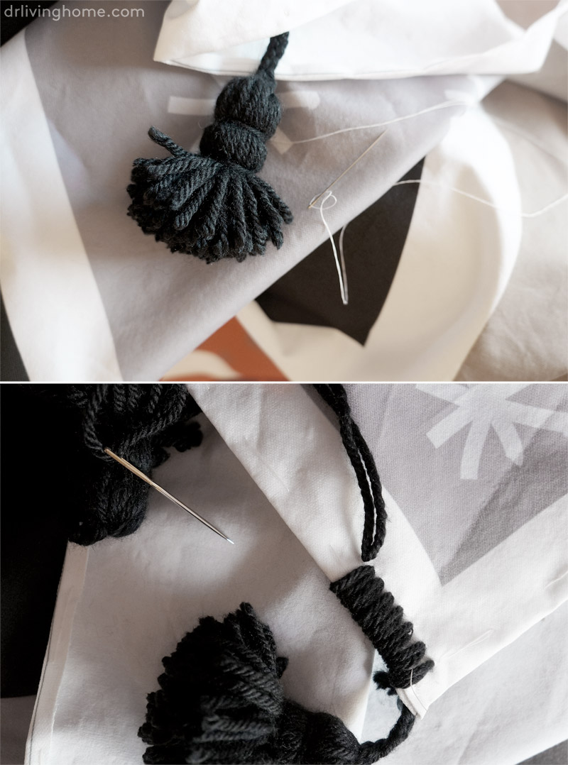 Manta diy. Cómo hacer borlas trenzadas