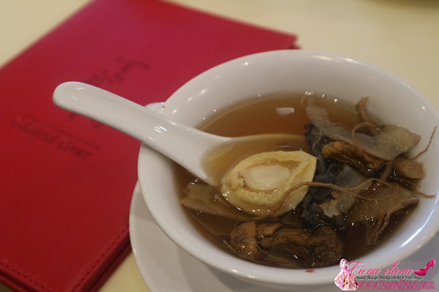 Double boiled chicken soup with mini whole abalone and mushroom
