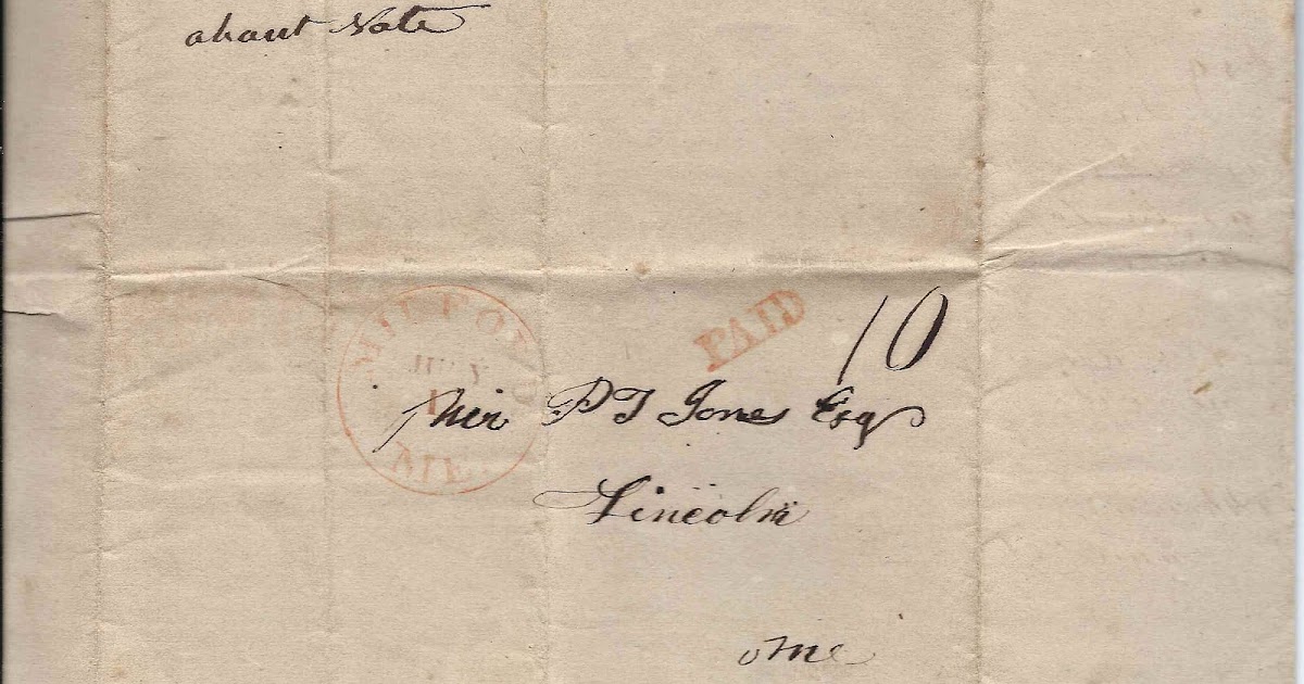 Heirlooms Reunited: 1844 letter from James Lee of Milford, Maine, to ...