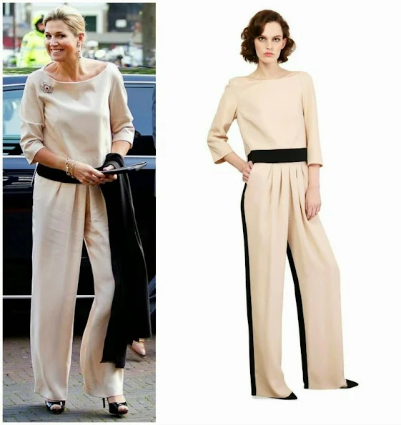 Queen Maxima of the Netherlands wore Natan Jumpsuit. wore Natan top and trousers