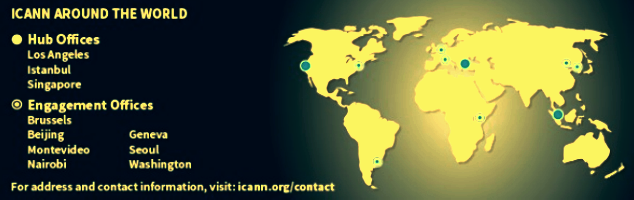 Map and List of ICANN Hub Offices & Engagement Offices 