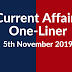 Current Affairs One-Liner: 5th November 2019