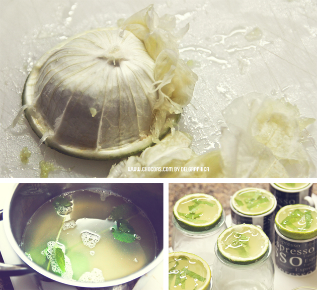 Chupito de gelatina de mojito - limpiar cáscara de lima