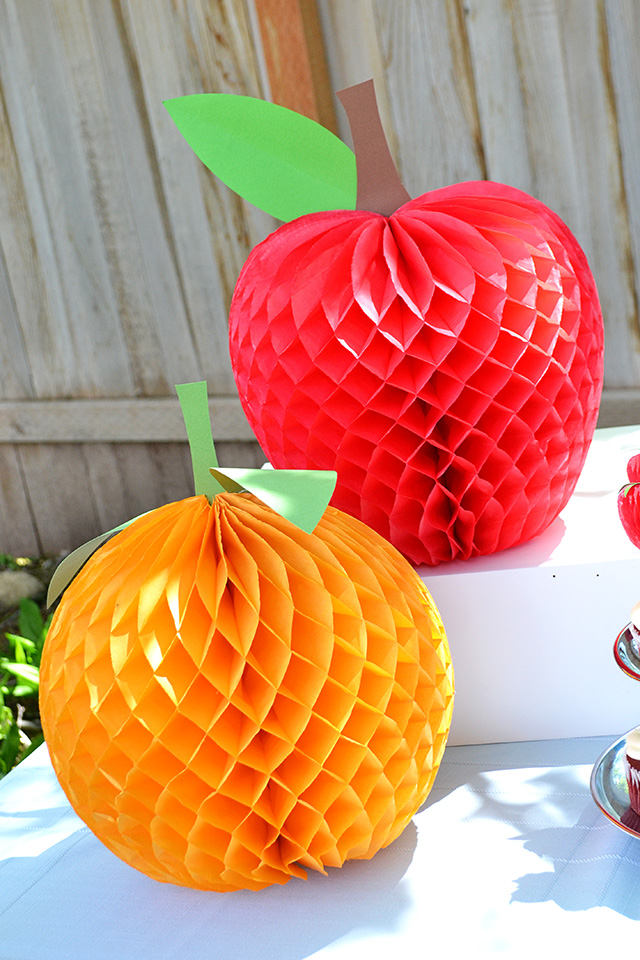 Aly Dosdall paper fruit party decor