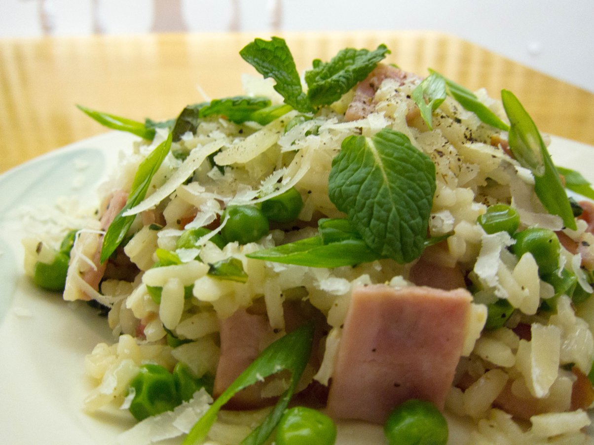 Gavin's Cooking Ham, Pea, and Mint Risotto