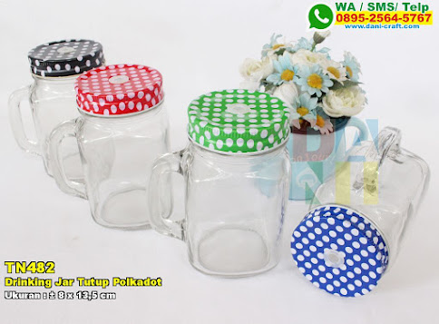 Drinking Jar Tutup Polkadot