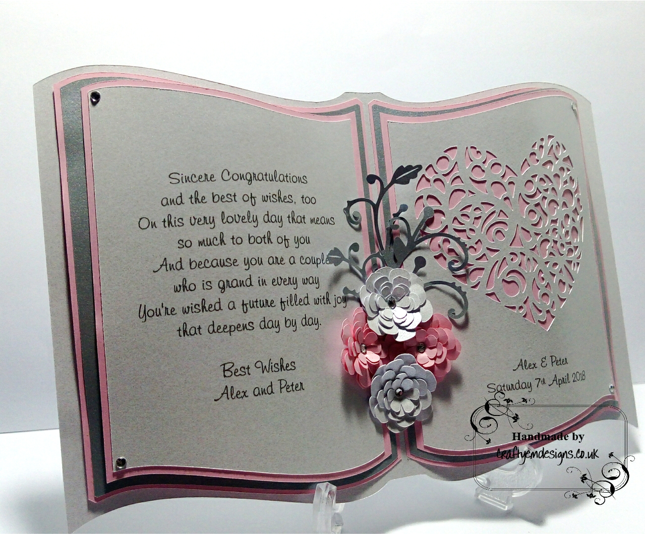 craftyemdesigns Open Book Wedding Card