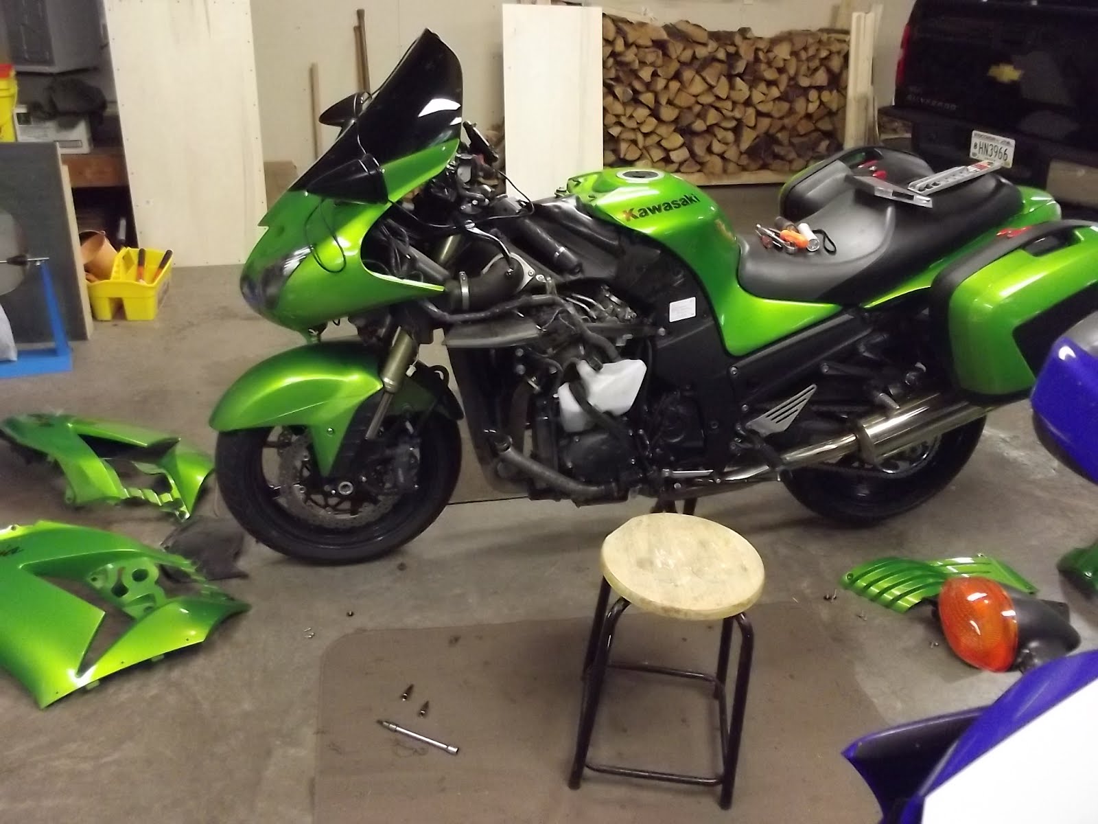 Erik's Motorcycle Trips ZX14 Spark Plugs and Air Filter.