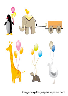 Animales con globos para imprimir