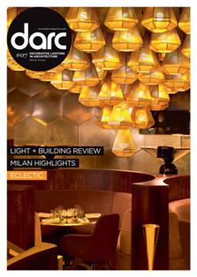 darc magazine. Decorative lighting in architecture 7 - May & June 2014 | ISSN 2052-9406 | TRUE PDF | Bimestrale | Professionisti | Architettura | Design | Illuminazione | Progettazione
darc magazine is a dedicated international magazine focused on decorative lighting design in architecture. Published five times a year, including 3d – our decorative design directory, darc delivers insights into projects where the physical form of the fixtures actively add to the aesthetic of a space. In darc magazine, as with sister title mondo*arc, our aim remains as it has always been: to focus on the best quality technology, projects and products and to hear from those on the forefront of creative design.