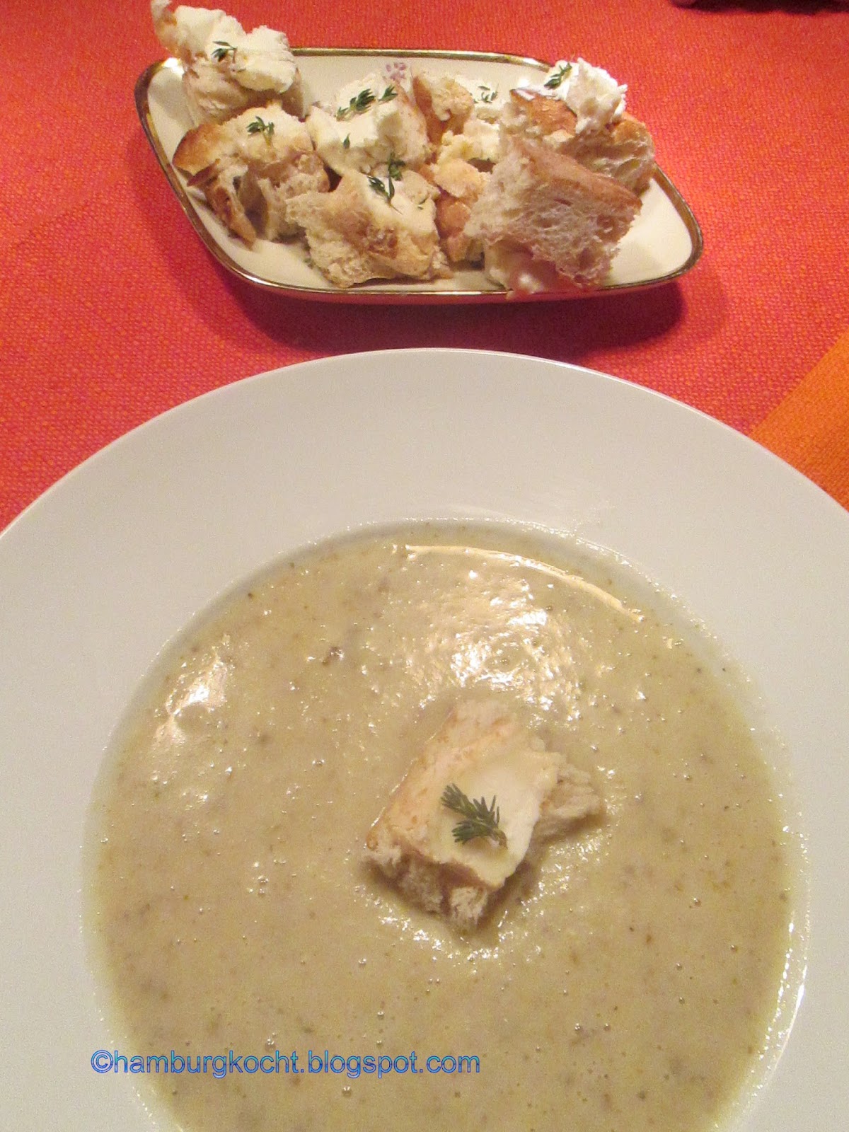 Hamburg kocht!: Gebackene Topinambur-Suppe mit geröstetem Fladenbrot ...