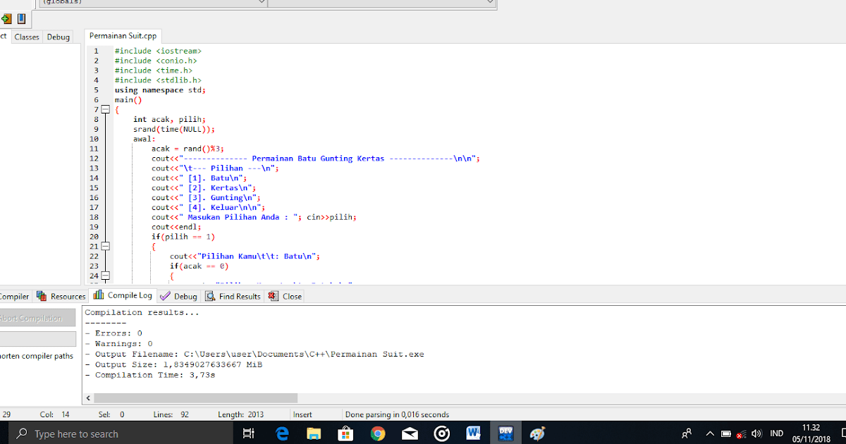 Tutorial C++ | Cara Membuat Program Permainan Suit (Batu, Gunting ...