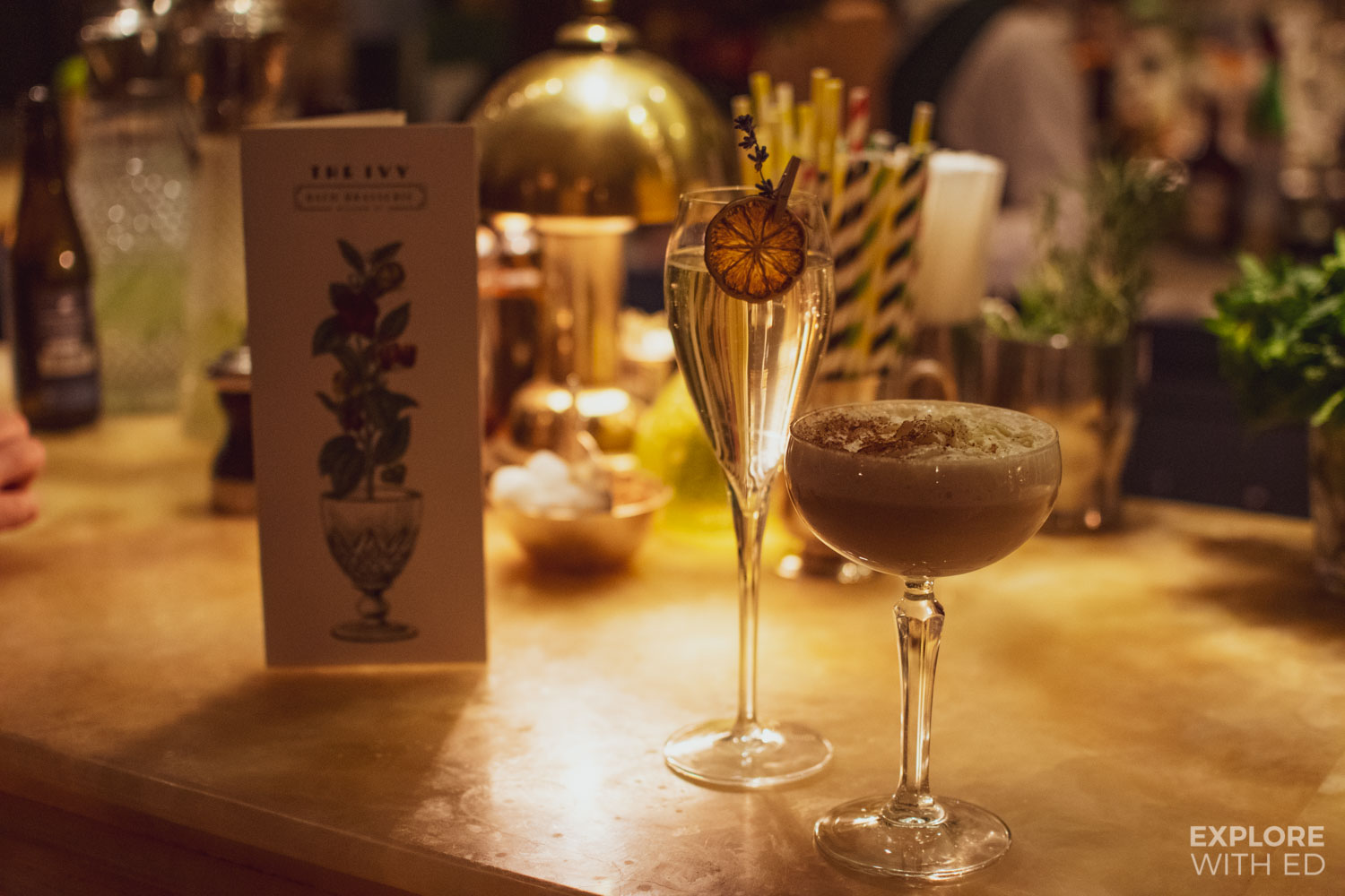 Merry Martini and Ginger Fizz cocktails at The Ivy Bath Brasserie