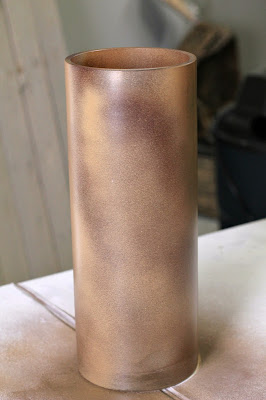 "birch bark" vase - elastics & spray paint
