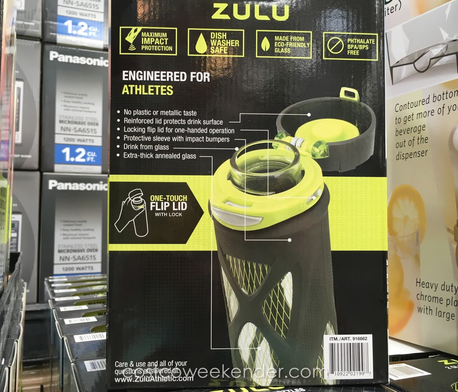 Zulu High Performance Glass Water Bottle (2 pack) Costco Weekender
