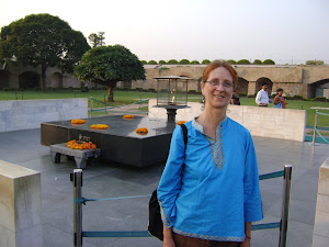 Susan at Gandhi Memorial, Delhi, India, November 2010