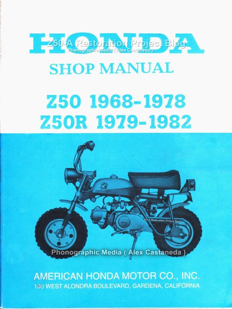 Honda Shop Manual Z50 1968 1978 Z50R 1979 1982