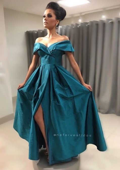 vestido de festa decote ombro a ombro