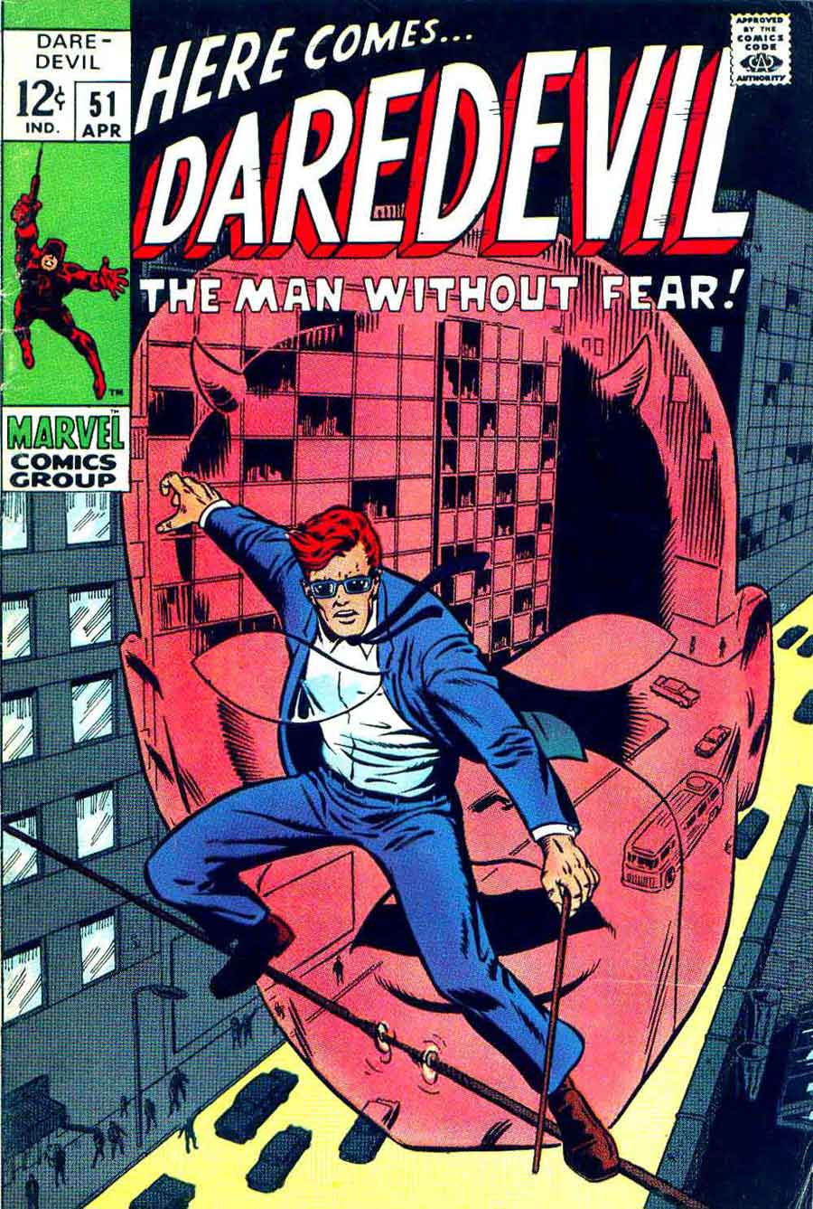 Daredevil v1 #51 marvel 1960s silver age comic book cover art by Barry Windsor Smith