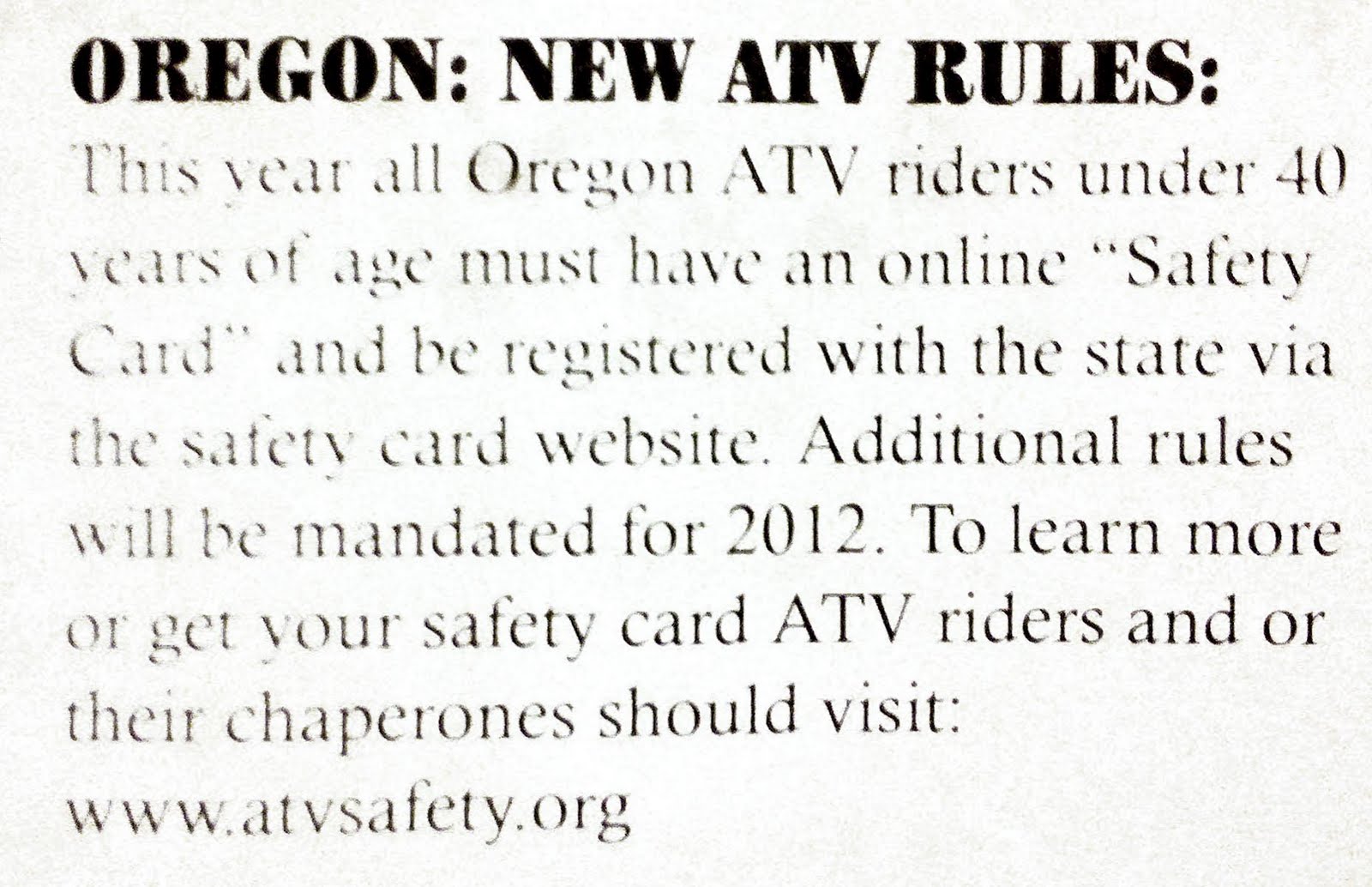 Just A Car Guy Oregon makes the ATV riders under 40 take a test online