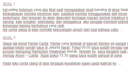 Contoh Soal Evaluasi struktur isi dan bahasa teks cerita