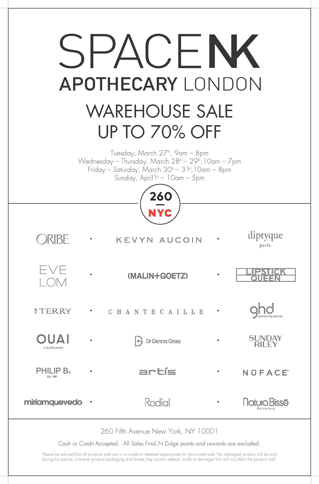 fashionably petite Space NK Apothecary London Warehouse Sale 3/27