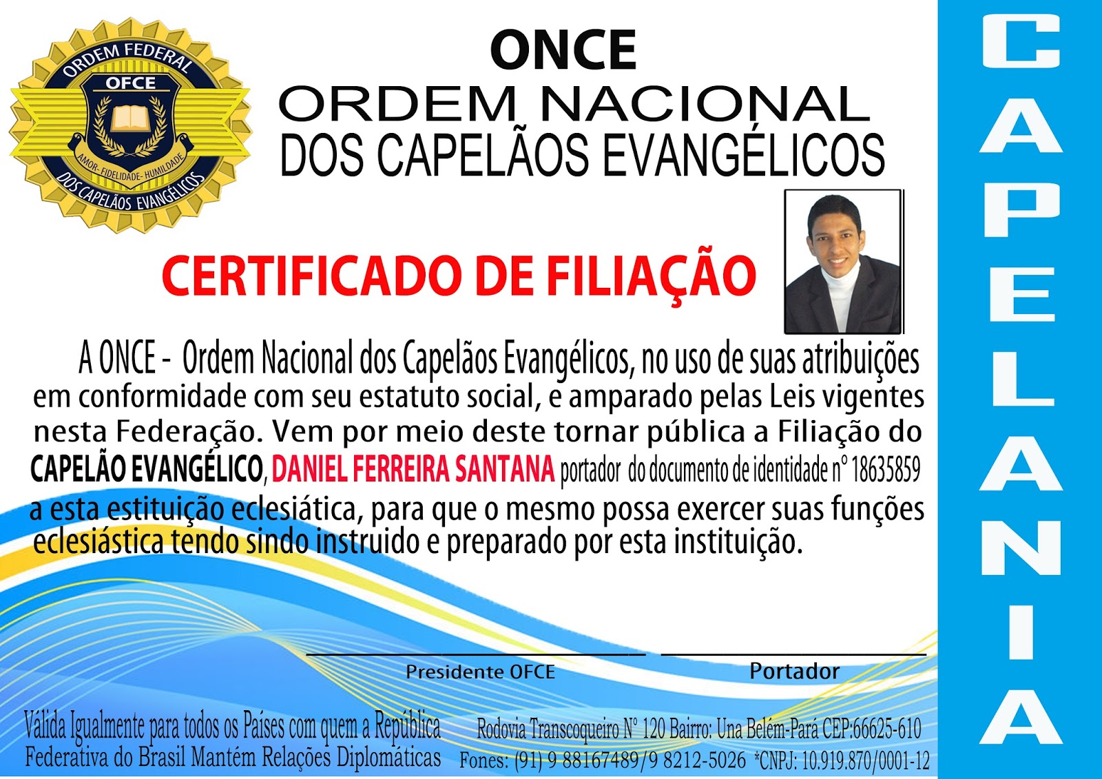 ONCE Ordem Nacional dos Capelães Evangélicos