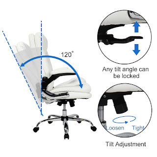 Tilt Adjustment for YAMASORO Ergonomic Executive Office Chair High-Back PU Leather Computer Desk