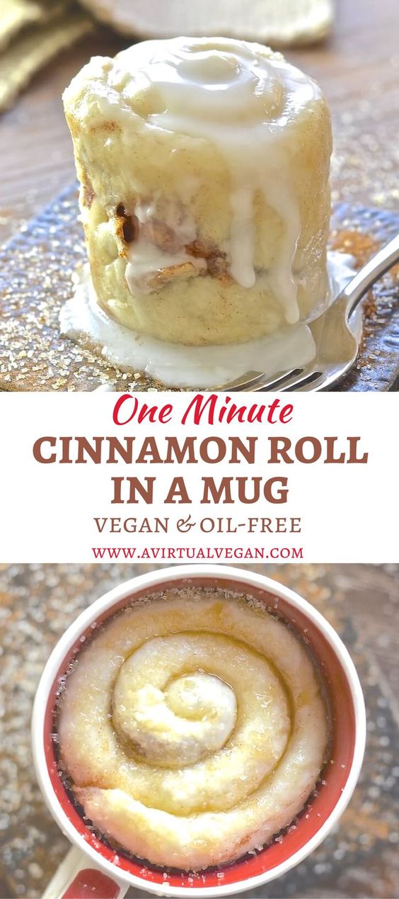 If you have a mug, a microwave & a spoon you can make this single serving One minute Cinnamon Roll in a Mug. It's so easy & perfect for when those sweet cravings hit & you NEED dessert, like now!